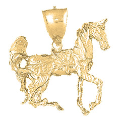 Yellow Gold-plated Silver 3D Horse Pendant