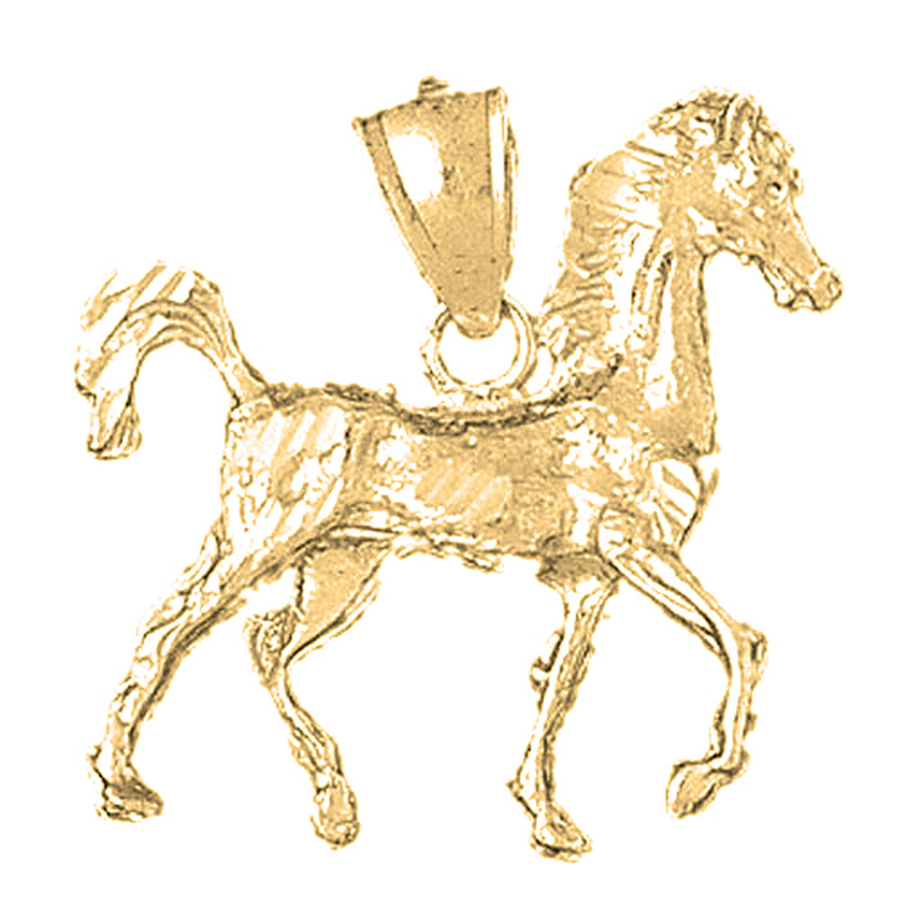 Yellow Gold-plated Silver 3D Horse Pendant