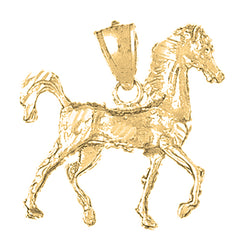 Yellow Gold-plated Silver 3D Horse Pendant