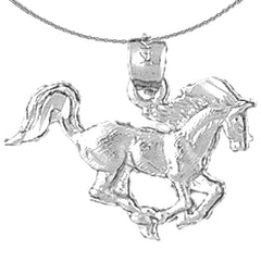 Sterling Silver Horse Pendant (Rhodium or Yellow Gold-plated)
