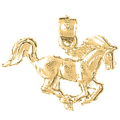 Yellow Gold-plated Silver Horse Pendant