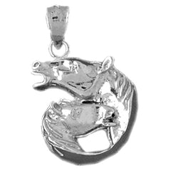 Sterling Silver Horse Heads Pendant