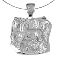 Sterling Silver Horse Pendant (Rhodium or Yellow Gold-plated)