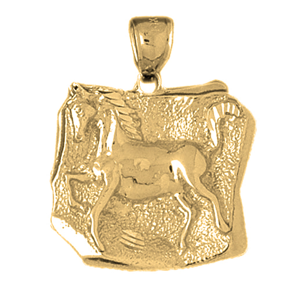 Yellow Gold-plated Silver Horse Pendant