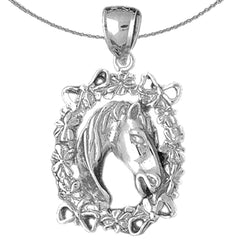Sterling Silver Horse Head Pendant (Rhodium or Yellow Gold-plated)