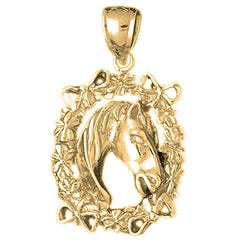 Yellow Gold-plated Silver Horse Head Pendant