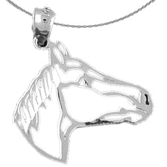 Sterling Silver Horse Head Pendant (Rhodium or Yellow Gold-plated)
