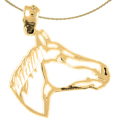 Sterling Silver Horse Head Pendant (Rhodium or Yellow Gold-plated)