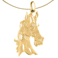 Sterling Silver Horse Head Pendant (Rhodium or Yellow Gold-plated)