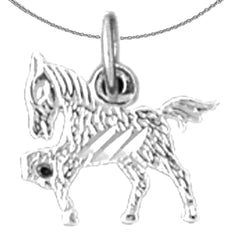 Sterling Silver Horse Pendant (Rhodium or Yellow Gold-plated)