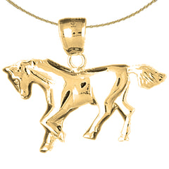 Sterling Silver Horse Pendant (Rhodium or Yellow Gold-plated)