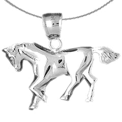 Sterling Silver Horse Pendant (Rhodium or Yellow Gold-plated)
