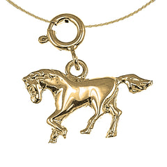 Sterling Silver Horse Pendant (Rhodium or Yellow Gold-plated)