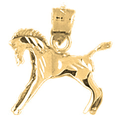 Yellow Gold-plated Silver 3D Horse Pendant