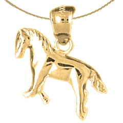 Sterling Silver Horse Pendant (Rhodium or Yellow Gold-plated)