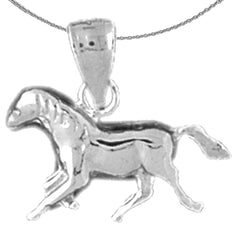 Sterling Silver Horse Pendant (Rhodium or Yellow Gold-plated)
