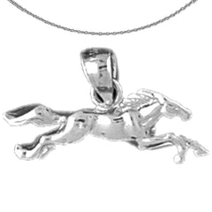 Sterling Silver Horse Pendant (Rhodium or Yellow Gold-plated)