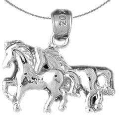 Sterling Silver Horse Pendant (Rhodium or Yellow Gold-plated)