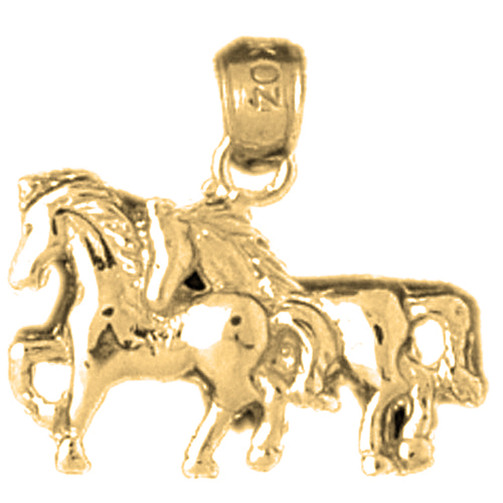 Yellow Gold-plated Silver Horse Pendant