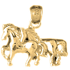 Yellow Gold-plated Silver Horse Pendant