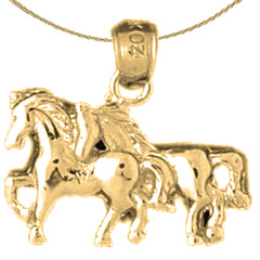 Sterling Silver Horse Pendant (Rhodium or Yellow Gold-plated)