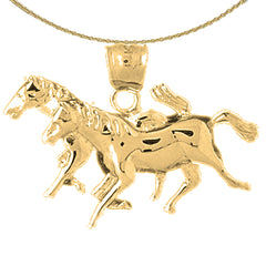 Sterling Silver Horse Pendant (Rhodium or Yellow Gold-plated)