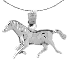 Sterling Silver Horse Pendant (Rhodium or Yellow Gold-plated)