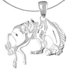 Colgante de caballo de rodeo de plata de ley (bañado en rodio o oro amarillo)