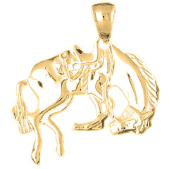 Yellow Gold-plated Silver Rodeo Horse Pendant