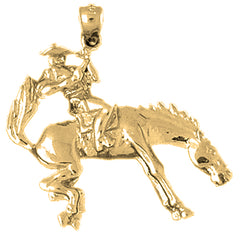Yellow Gold-plated Silver Cowboy And Horse Pendant