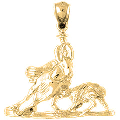 Yellow Gold-plated Silver Cowboy And Horse Pendant