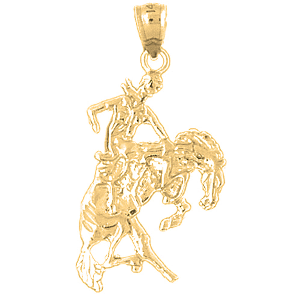 Yellow Gold-plated Silver Cowboy And Horse Pendant
