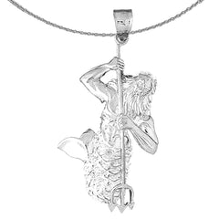 Colgante Poseidón de plata de ley (bañado en rodio o oro amarillo)