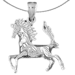 Sterling Silver Horse Pendant (Rhodium or Yellow Gold-plated)