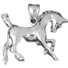 Sterling Silver Horse Pendant (Rhodium or Yellow Gold-plated)