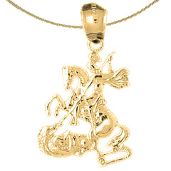 Sterling Silver Soldier On Horse Pendant (Rhodium or Yellow Gold-plated)