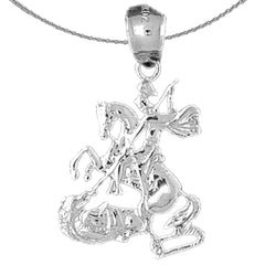 Sterling Silver Soldier On Horse Pendant (Rhodium or Yellow Gold-plated)
