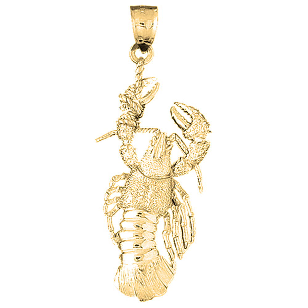 Yellow Gold-plated Silver Lobster Pendant