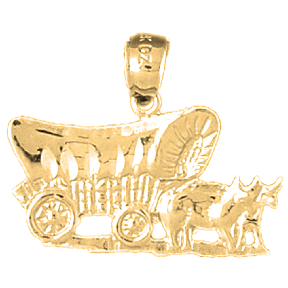 Yellow Gold-plated Silver Horse And Wagon Pendant