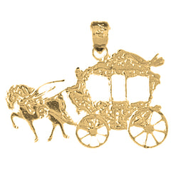 Yellow Gold-plated Silver Horse And Wagon Pendant