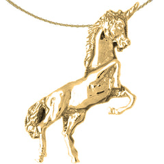 Sterling Silver Unicorn Pendant (Rhodium or Yellow Gold-plated)