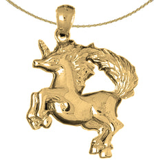 Sterling Silver Unicorn Pendant (Rhodium or Yellow Gold-plated)