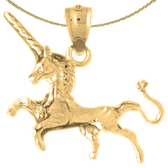 Colgante de unicornio 3D de plata de ley (bañado en rodio o oro amarillo)
