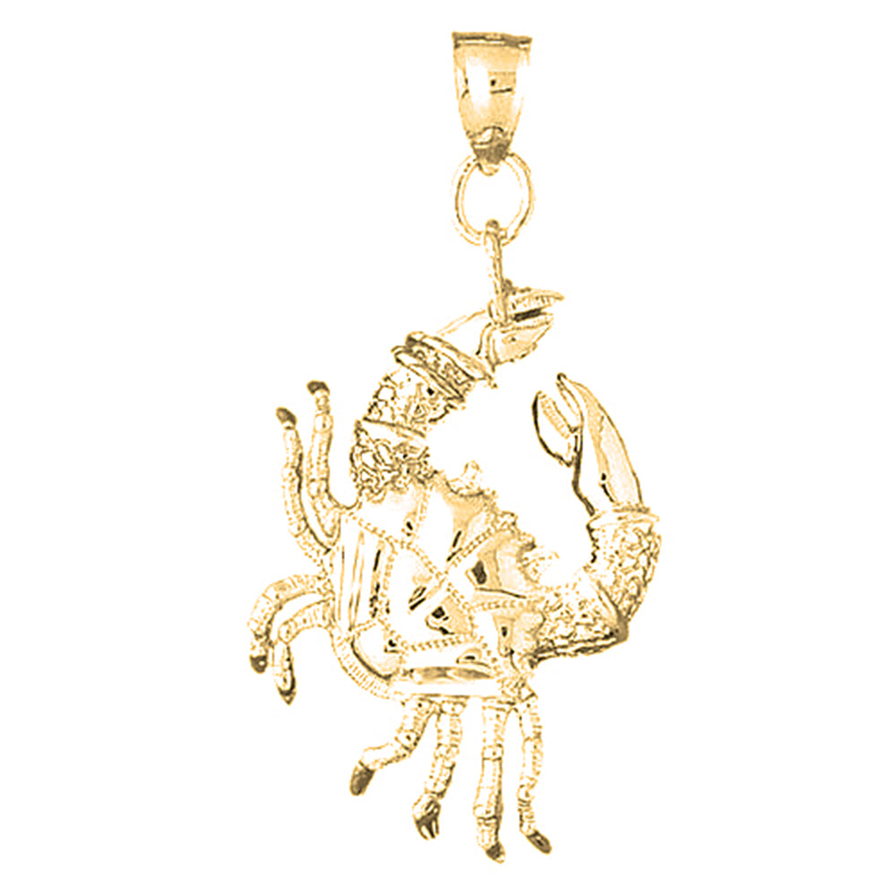 Yellow Gold-plated Silver Crab Pendant