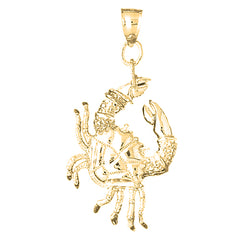 Yellow Gold-plated Silver Crab Pendant