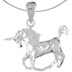 Colgante de unicornio de plata de ley (bañado en rodio o oro amarillo)