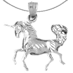 Sterling Silver Unicorn Pendant (Rhodium or Yellow Gold-plated)