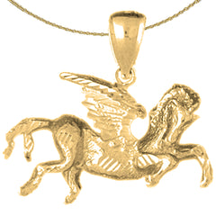 Sterling Silver Pegasus Pendant (Rhodium or Yellow Gold-plated)