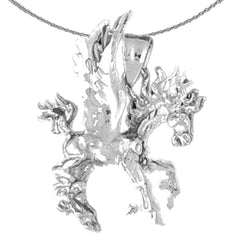 3D-Pegasus-Anhänger aus Sterlingsilber (rhodiniert oder gelbgoldbeschichtet)