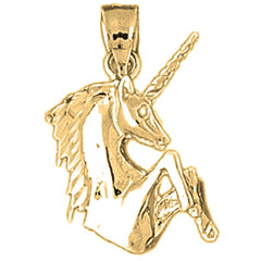 Yellow Gold-plated Silver Unicorns Pendant